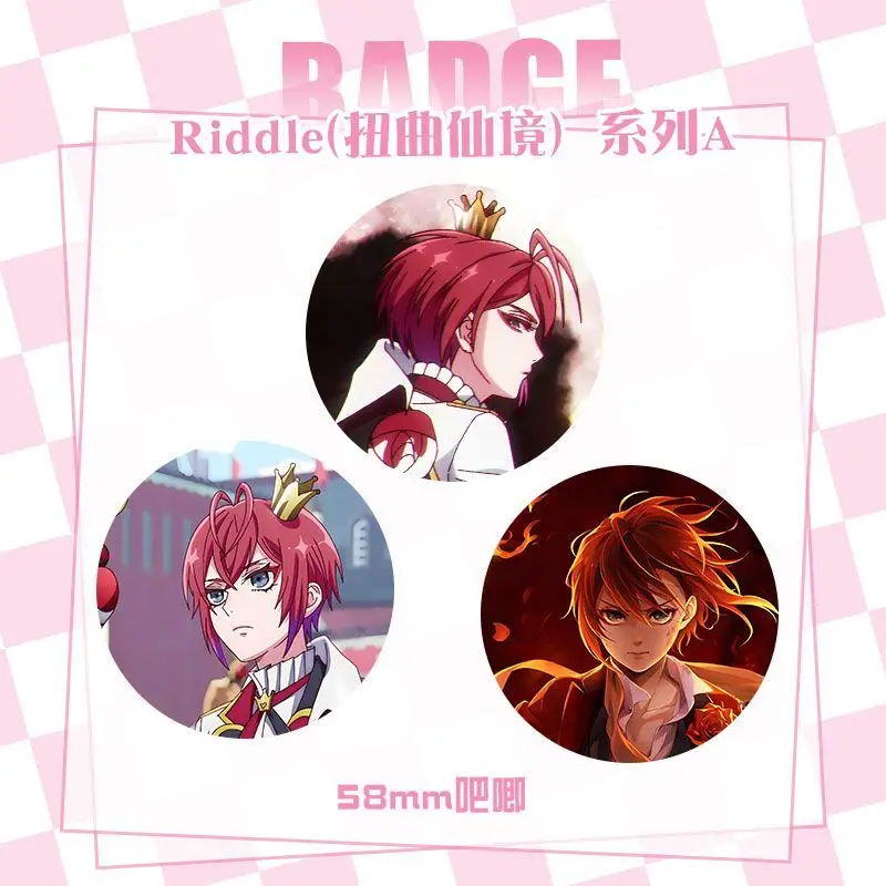 

Disney Twisted-Wonderland Badge Riddle Rosehearts Deuce Spade Anime Peripheral Fashion Creativity Non Repeating Tinplate Badge
