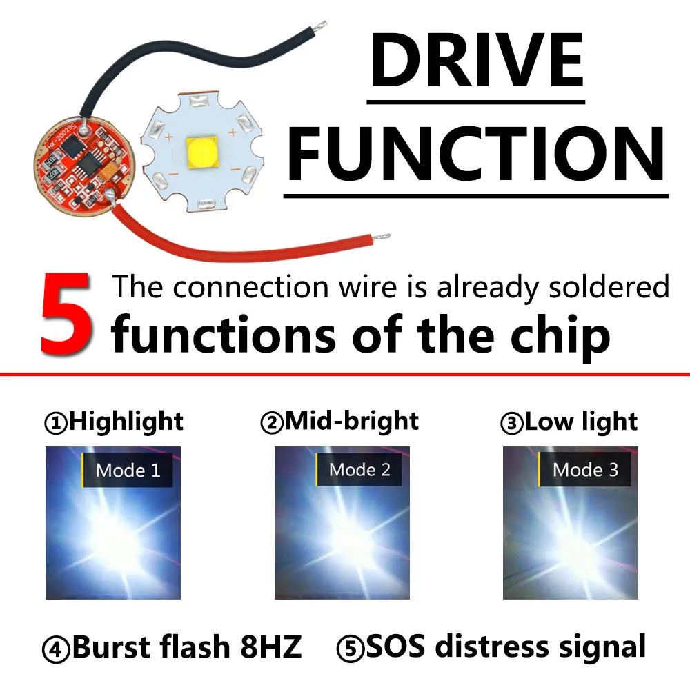 A Set LED Flashlight Driver Power Supply And Full Power LED Beads 3W 5W 10W 18W DC3-4V For Torch Flashlight Car Lighting