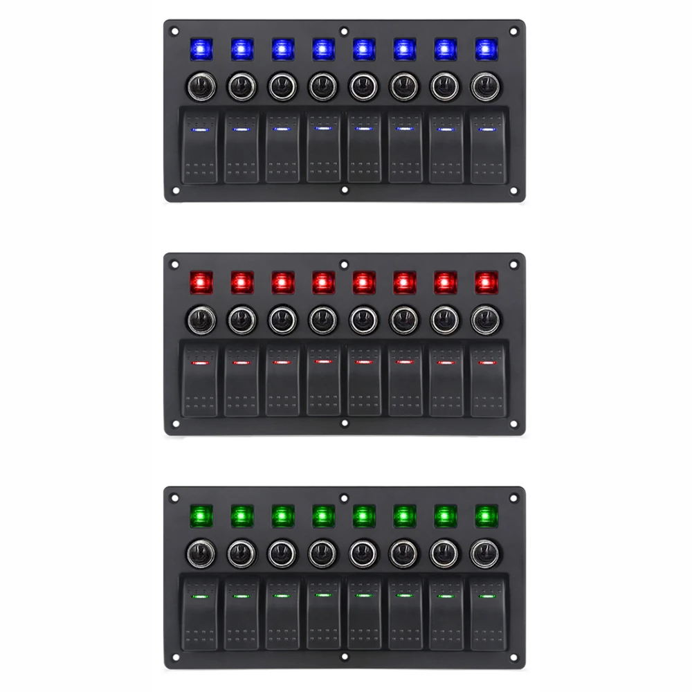 

For Marine Boat Caravan RV Accessories 8 Gang Marine Boat Rocker Switch Panel Waterproof Circuit Breaker