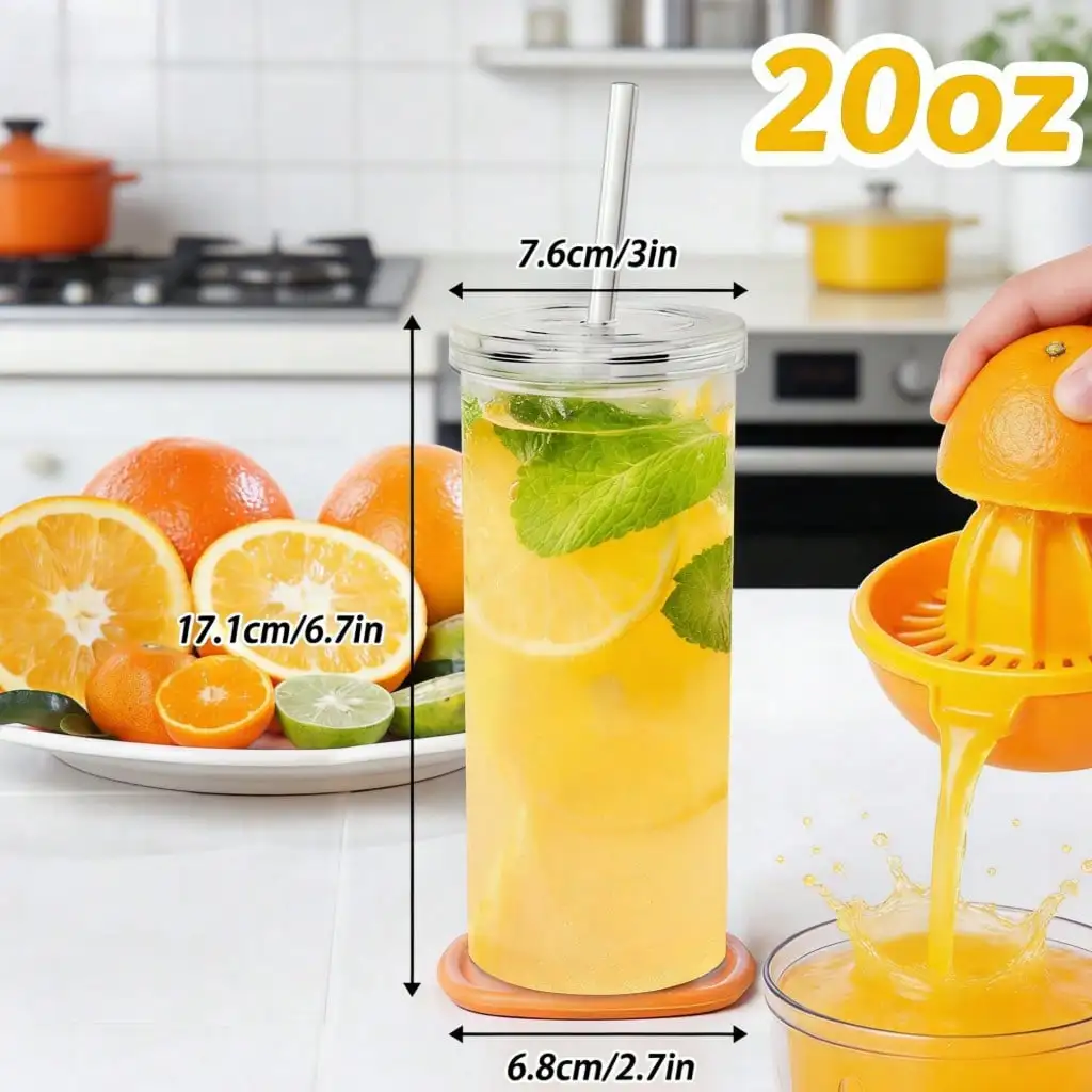 10/8/6/4/2-Pack 20oz Double-Wall Plastic Tumbler Set –Spill-Proof PET Cups With Lids & Straws, Ideal For Iced & Cold Drinks, Home, Office & Travel (Hand Wash Only)
