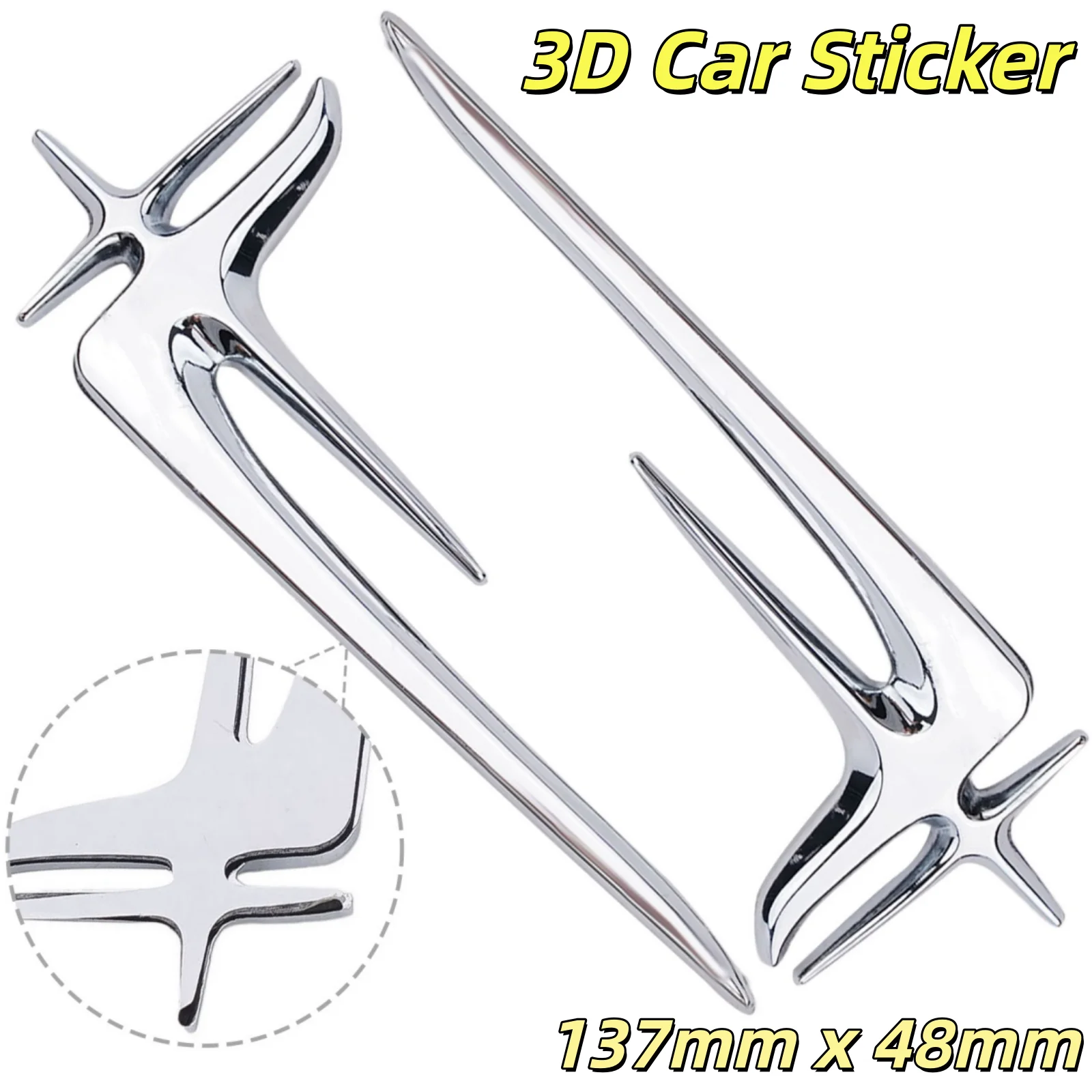 1 pair 3D Car Sticker Chrome Metal L Extended Edition Emblem Badge Decal Sticker For Body Side Decoration Exterior Accessorie