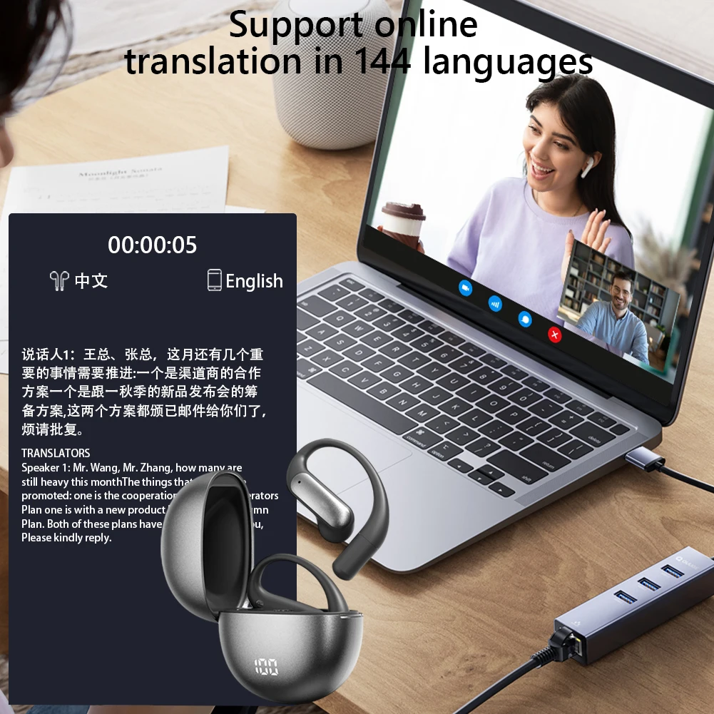 M118 Наушники-переводчики с искусственным интеллектом, наушники-переводчики с искусственным интеллектом в реальном времени, 144 языки, беспроводные наушники с искусственным интеллектом, беспроводные наушники для путешествий