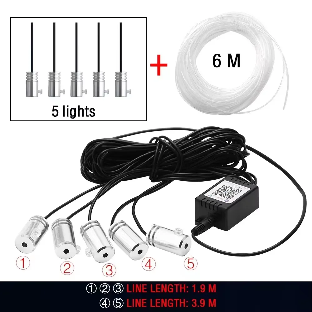 Oprah 4/5/6 In 1 Auto Umgebungs Dekoration Lampe RGB Fiber Optic Neon Flexible App Fernbedienung Auto Innen umgebungs Streifen USB 8M 12V 3