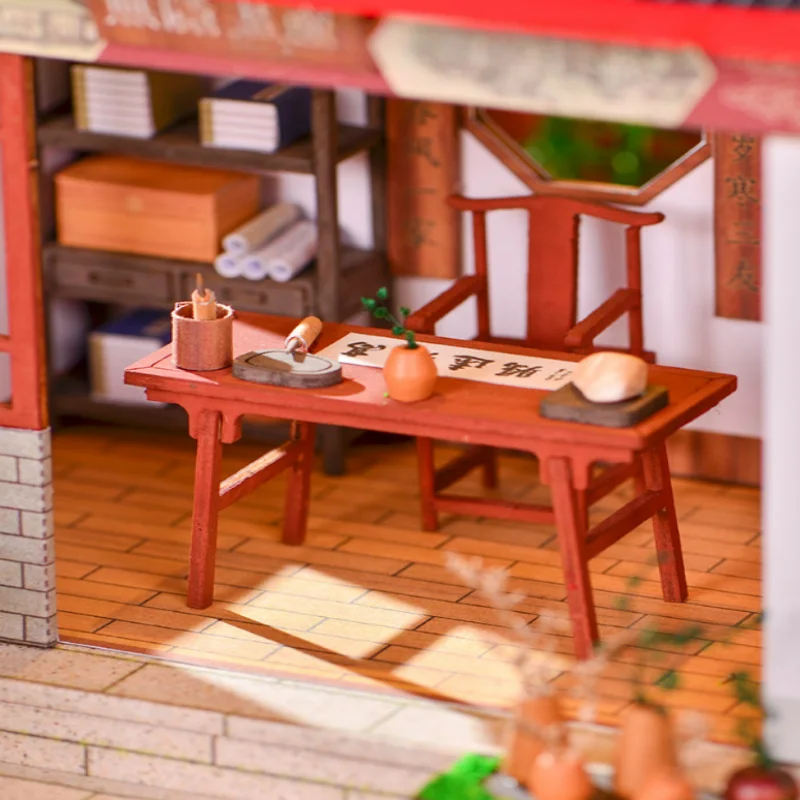 OUZEY Oriental Courtyard Villa DIY، مجموعة نماذج خشبية ثلاثية الأبعاد، لعبة بناء ثقافية للمراهقين #4