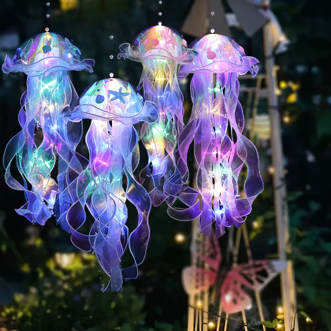 1PC Upgrade New Gradient Starfish Jellyfish Lamp Thickened Lampshade LED Holiday Decoration Chandelier Courtyard Decoration Grad