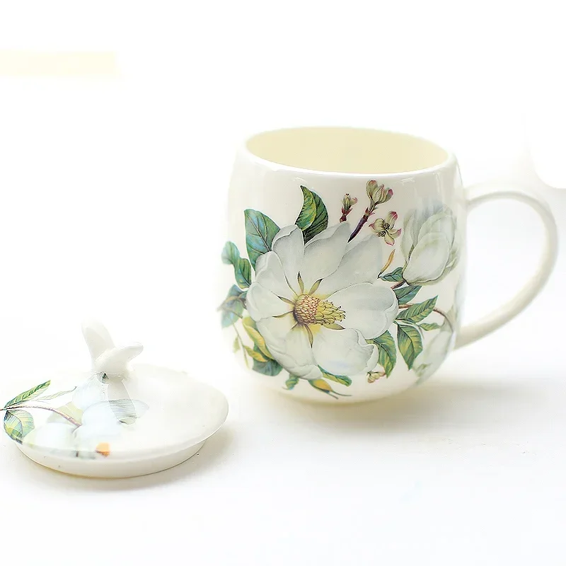 Bone China Coffee Cup Spoon Set 400ml Luxury Ceramic Mug Top-grade Porcelain Tea Cup Cafe Party Drinkware