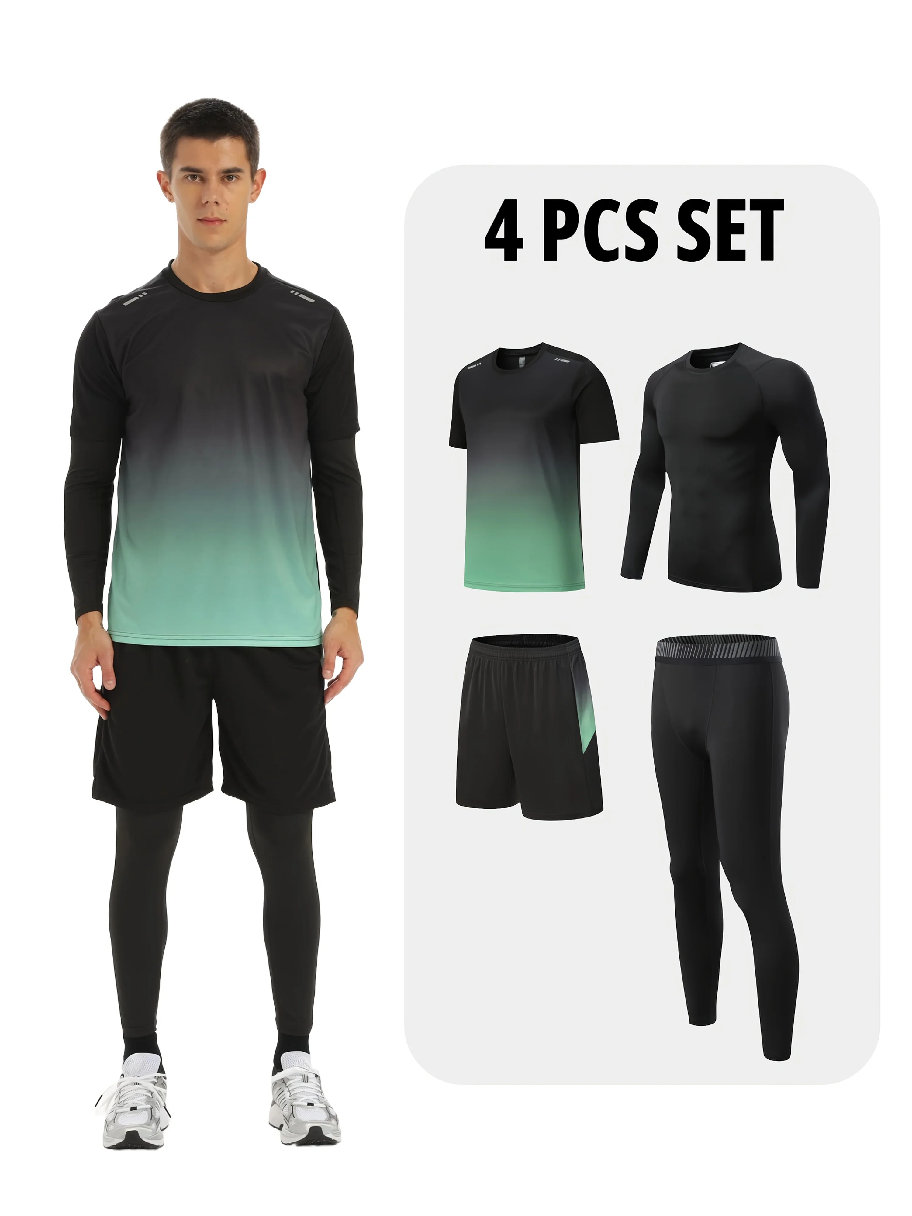 

Men's comprehensive training set, gradient stretch fabric, jogging and marathon training sportswear