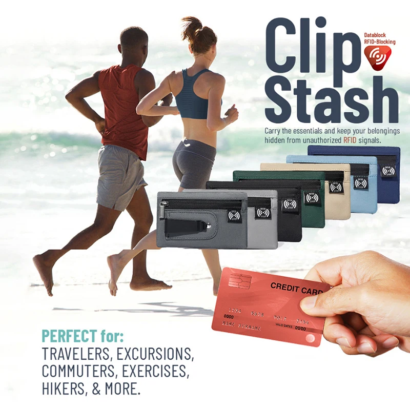 1 шт. мини-кошелек для монет, простой тканевый чехол с застежкой-молнией и зажимом для ремня, неплетеный RFID-блокирующий органайзер для денег для наличных и монет