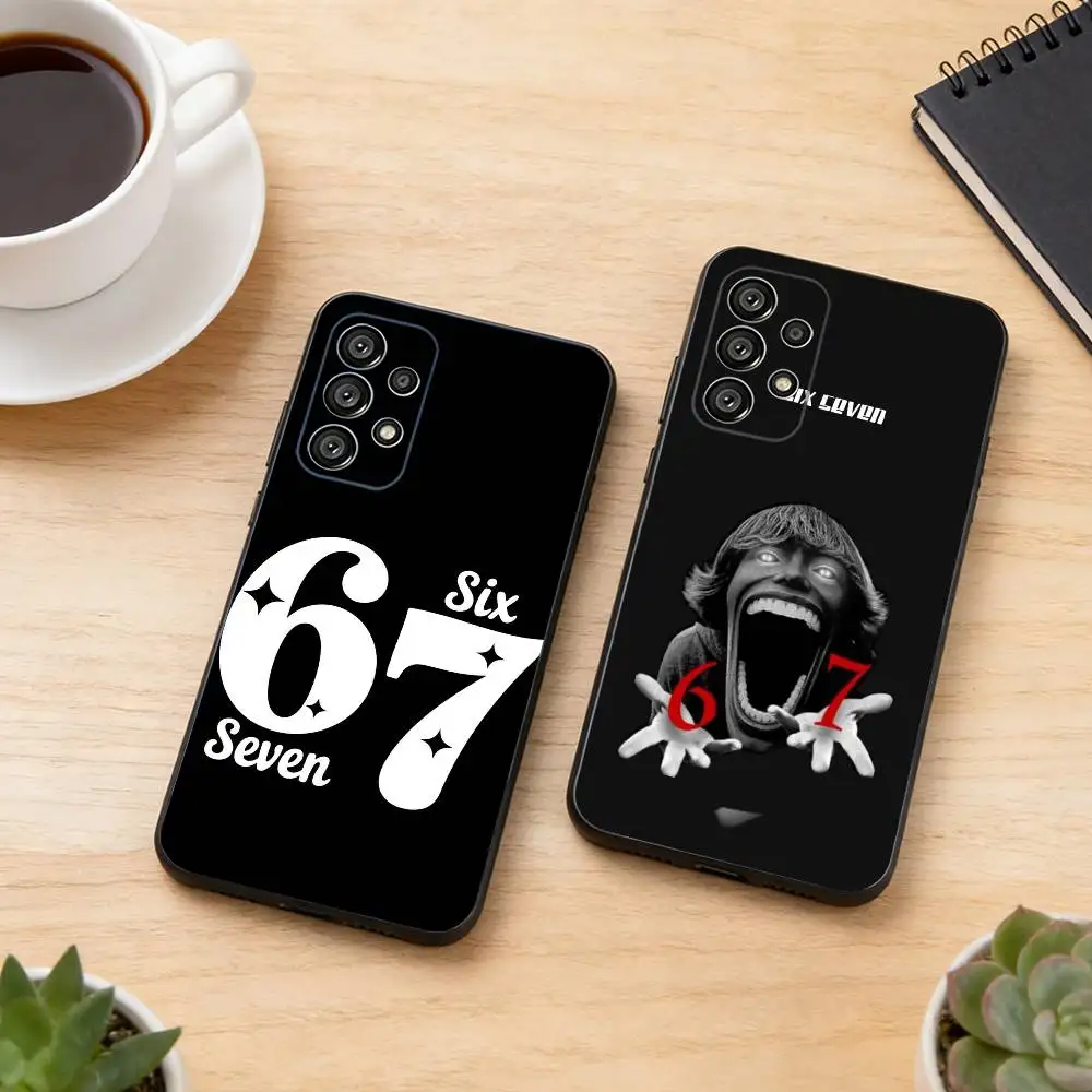 

Six S-Seven 67 Phone Case For Samsung S25,S24,S21,S22,S23,S30,Ultra,S20,Plus,Fe,Soft Silicone Black Cover