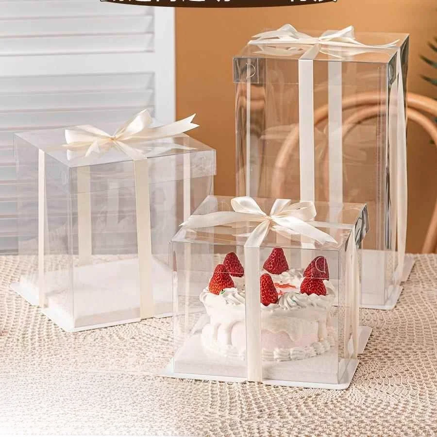 

Double Layered Transparent Birthday Cake Box for 2 Inch Cake 8 Inch Cake Pastry Paaging Box Baking Supplies by Mesterco