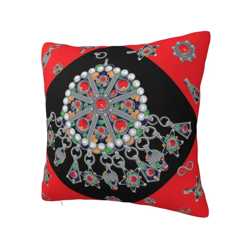 Luxury Kabyle Jewelry Cushion Cover 45x45cm Soft Amazigh Carpet Morocco Pillow for Sofa Square Pillowcase Home Decor