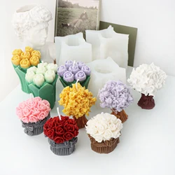 3D Flower Bouquet Silicone Candle Mold, DIY Rose Basket Molds for Candle Making Resin Soap Casting Chocolate Gifts Home Decor