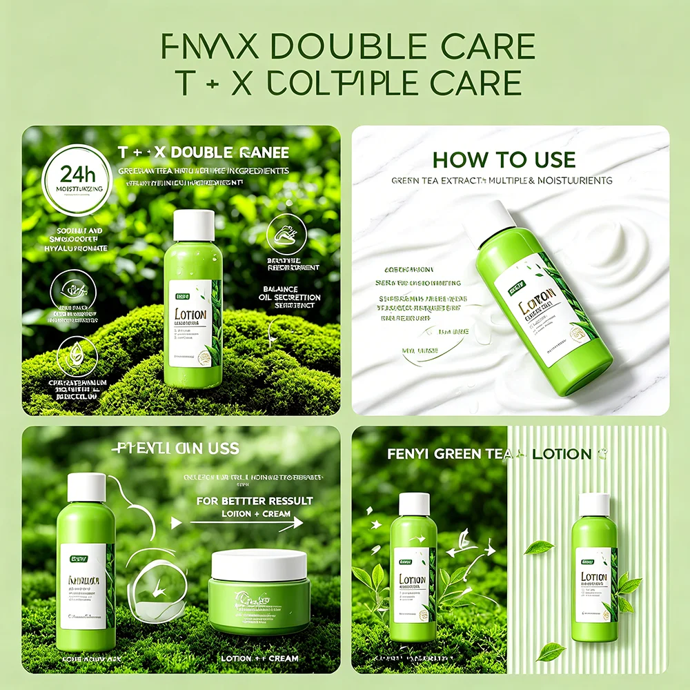FENYI Green Tea Face Lotion 100ml, Oil Control Deep Nourishing Moisturizer for Oily Skin, Soothing Hydrating Facial Care