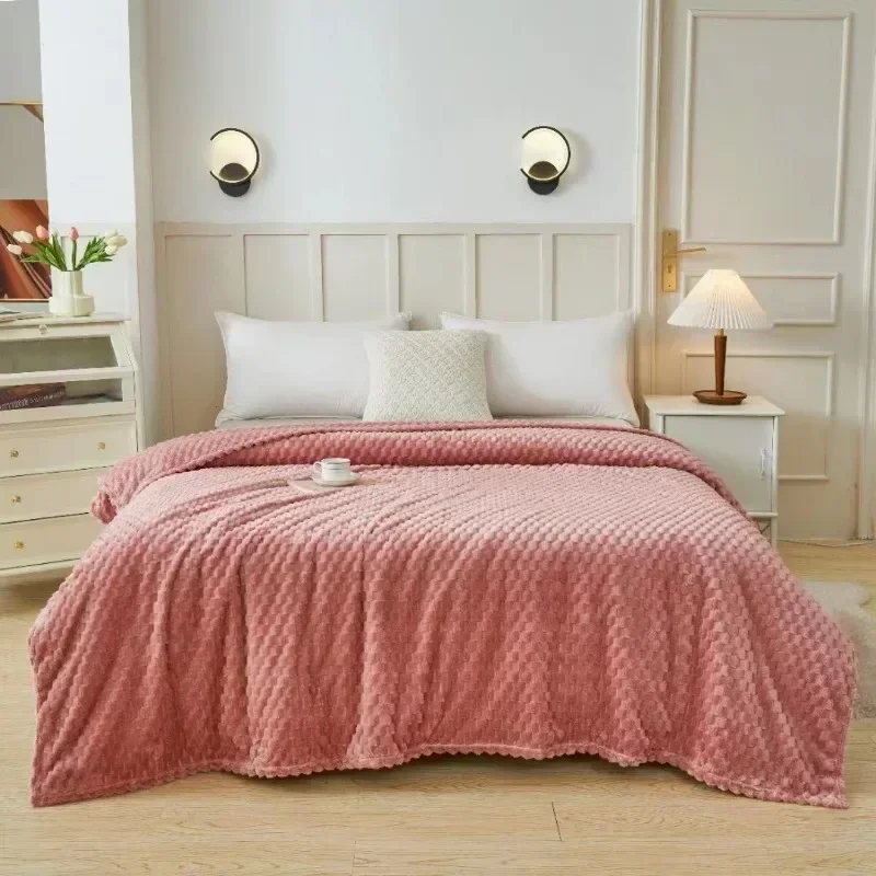 Zimowe koce w kratę do łóżek Luksusowa ciepła sofa Blnket Puszyste koce Queen King Size Pościel Imitacja futra Narzuta na sofę — zdjęcie 5