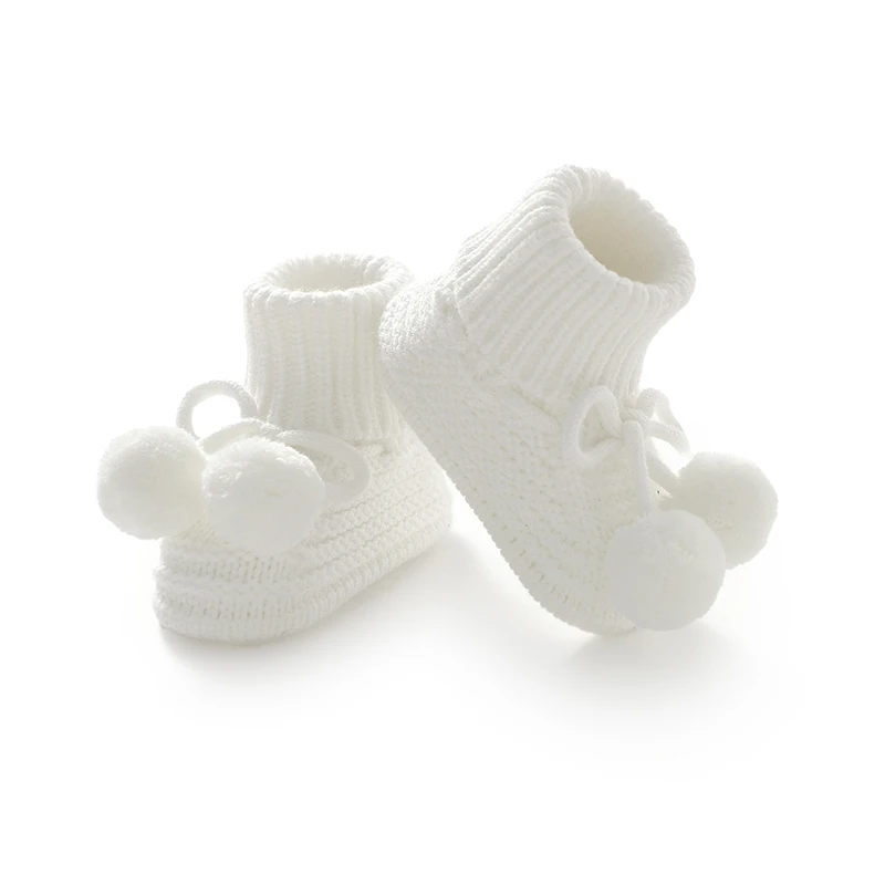 

Fashion Baby Girls Boys First Walker Shoes Soft Cozy Warm Knitted Newborn Cute Prewalkers Anti-Slip Soled Infant Toddler Walking