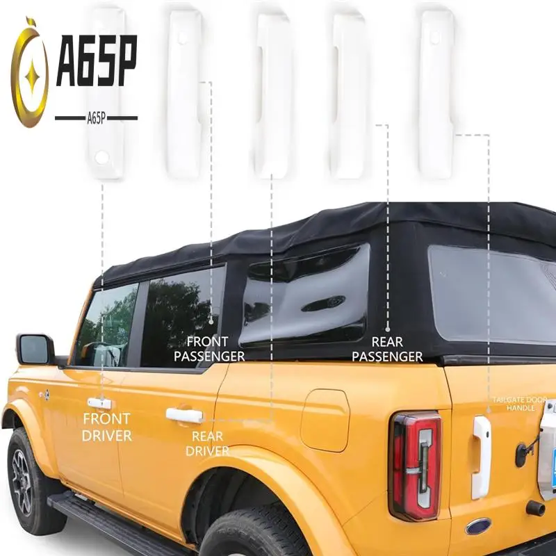 

A65P-Car Door Handle Protector Tailgate Handle Cover Trim For Ford Bronco 21-2024 Accessories White