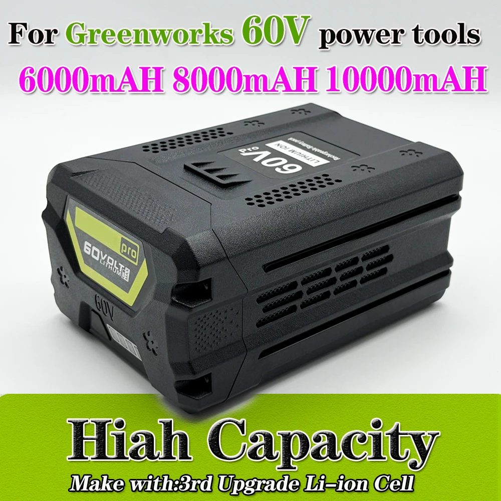 60V Lithium Ion Battery 10.0Ah For Greenworks PRO Replacement 3X Longer Runtime Cordless Power Lightweight Better Handling Fits