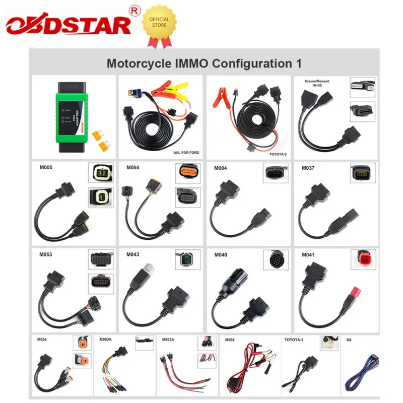 

OBDSTAR Motorcycle IMMO KITS Configuration 1 Works with X300DP/X300DP Plus/X300 PRO4/KEY MASTER DP/KEY MASTER DP PLUS/KEY MASTE5