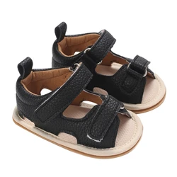 Baby Boys Summer Sandals Solid Color Artificial Leather Breathable Non Slip Shoes