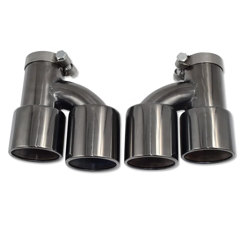

For Audi A4/A5/A6/A7 Exhaust Tip, Compatible with S4/S5/S6/S7, Black Double Outlet Stainless Steel Exhaust Pipe,