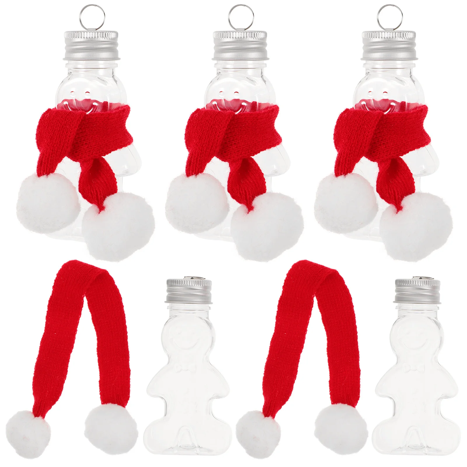 

1 Set Gingerbread Man Shape Plastic Beverage Bottle Xmas Party Juice Water Container With Cap Empty Drink Bottle For Christmas