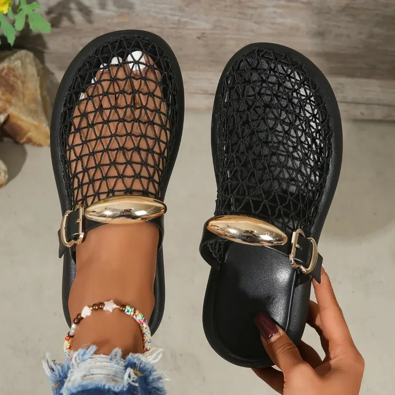 Out Breathable Toe Cap Half Drag Thick Sole Temperament Versatile Fashion Beach Slippers 37-41 Luxury Brand New Hollowed