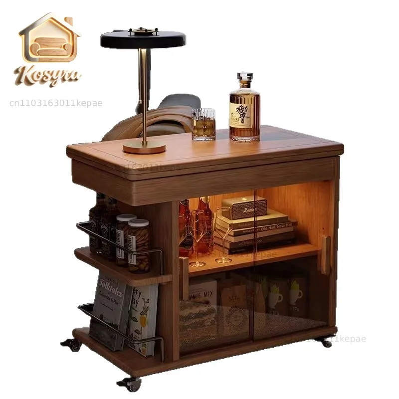 Solid wood coffee table stack multi-functional small table small apartment living room side household movable cart sofa side