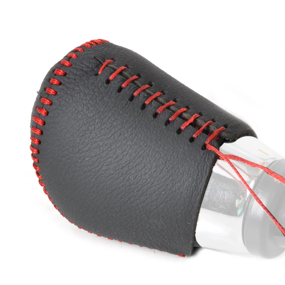 beler Car Styling Black New  Leather 5-Speed Gear Shift Knob Cover for Ford Focus MK II III 2004 2005 2006 2007 2008-2015