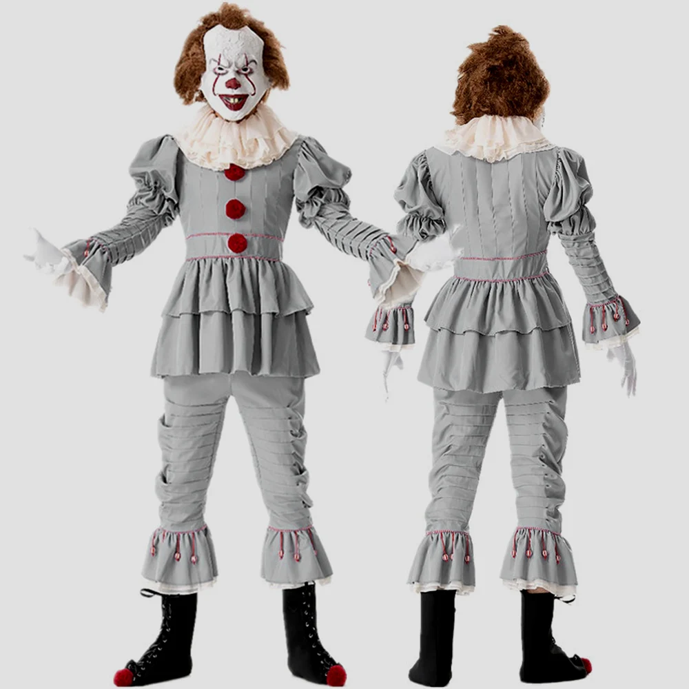 Disfraz de Pennywise para Adultos/Niños, Conjunto de Ropa de Terror para Halloween, Carnaval y Mascarada