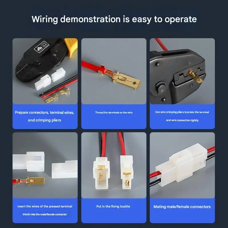 Automotive Wiring Harness Plug 6.3mm Electric Vehicle Connector Equipment Wiring Harness Male Female Plug Car Butt Joint 60v