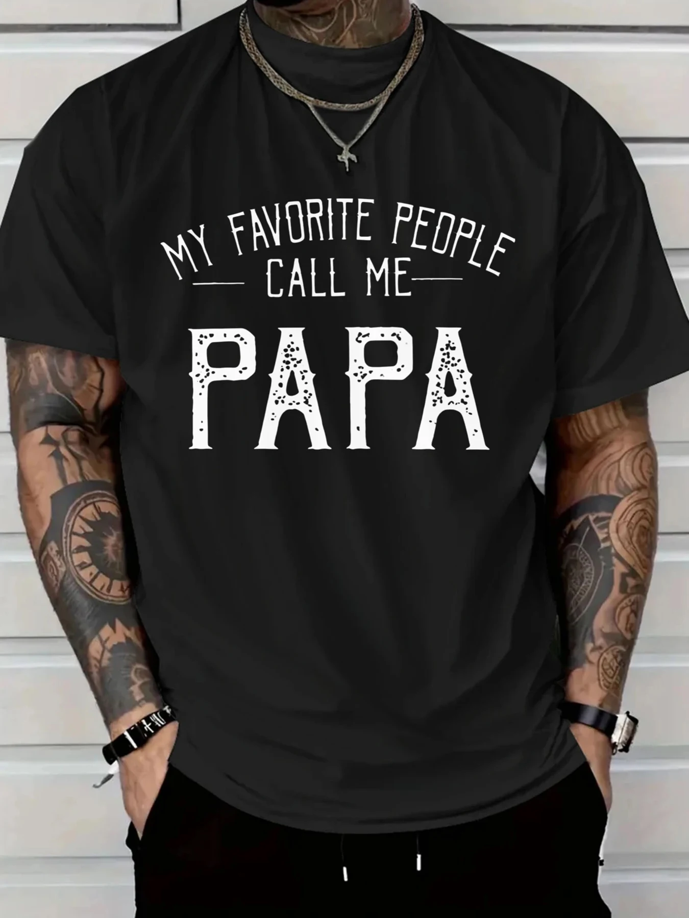 

Men's Red "My Favorite People Call Me PAPA" T-Shirt - Casual Graphic Tee Black