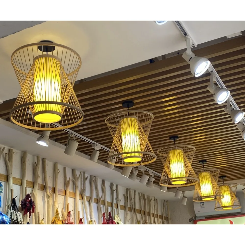 

JOYINLED 35CM Natural Bamboo Pendant Light Beige Modern Woven Rattan Wicker Pendant Lamp Beige for Dining Living Room Restaruant