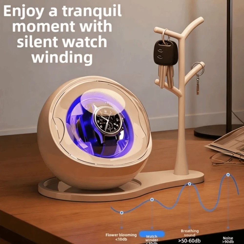 Dual-use for Charging and Plugging Watch Winder 5 Color Changing Ambient Lights Silent Motor Automatic Watch Winder Ultra Quiet