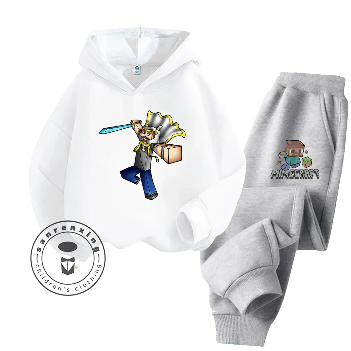 2025 رائجة البيع 2D ماينكرافت الكرتون مطبوعة هوديي مجموعة موضة للأطفال المراهقين بنين بنات عادية الخريف الشتاء