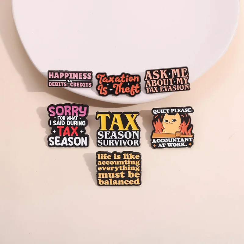 Tax Season Survivor Enamel Pins Happtness Debits Credits Brooches Lapel Badges Jewelry Gift For Certified Public Accountant