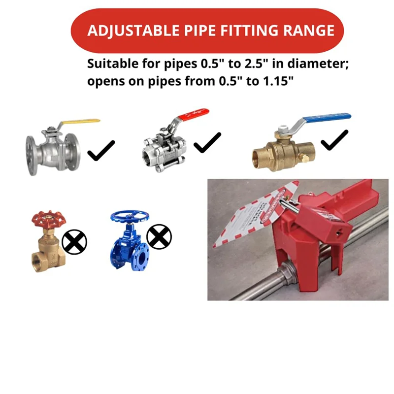 

A42I-Ball Valve Lockout With Padlock For 1/2In-2-1/2In Outside Diameter Pipe - Design Prevents Accidental Activation
