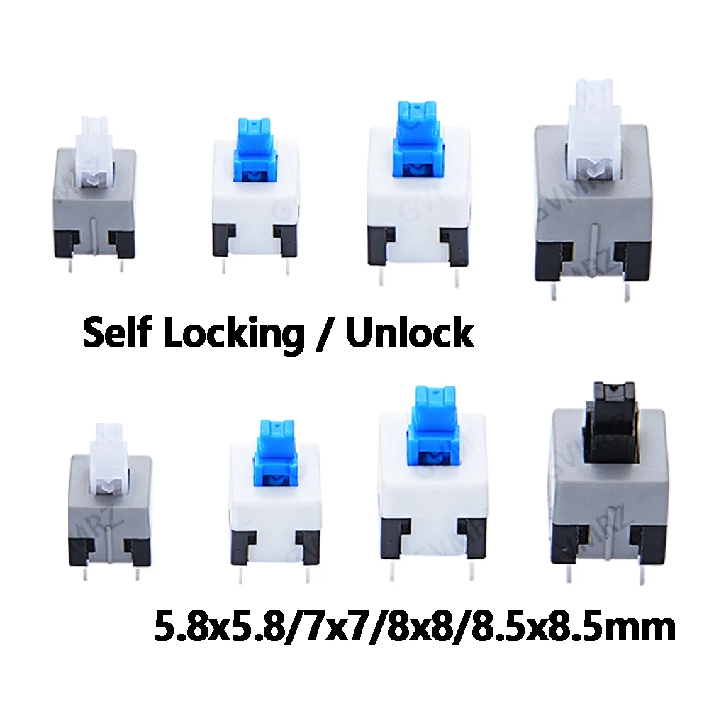 10PCS/50PCS 7x7 8x8 Self Locking / UNlock Push Tactile Power Micro Switch 6 Pin Button Switches 5.8x5.8 8.5x8.5mm