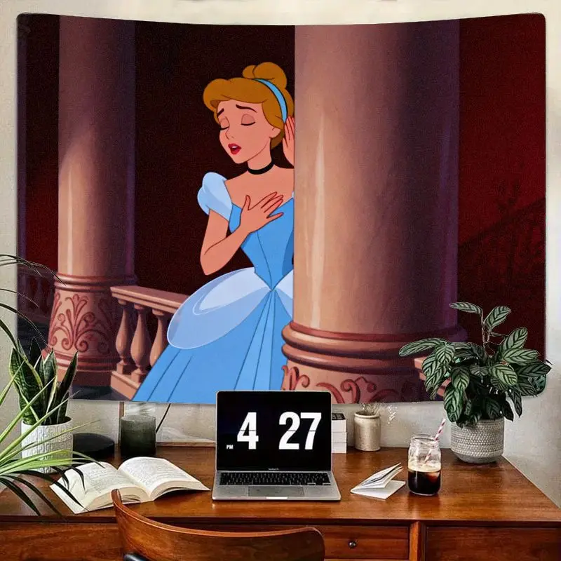 

1PC Disney Princess Cinderella Blue Dress Tapestry, Fairy Tale Wall Art, Modern Polyester Room Decor for Girls Bedroom Gift