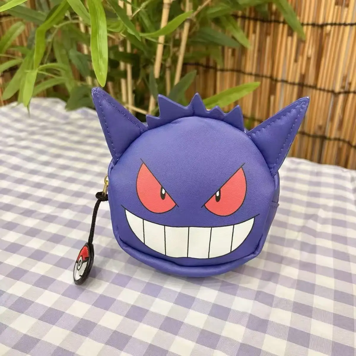 Cute Anime Pokemon Pikachu Gengar Face‑shaped Zipper Coin Purse Cartoon Mini Storage Wallet Small Change Pouch Gift view 2