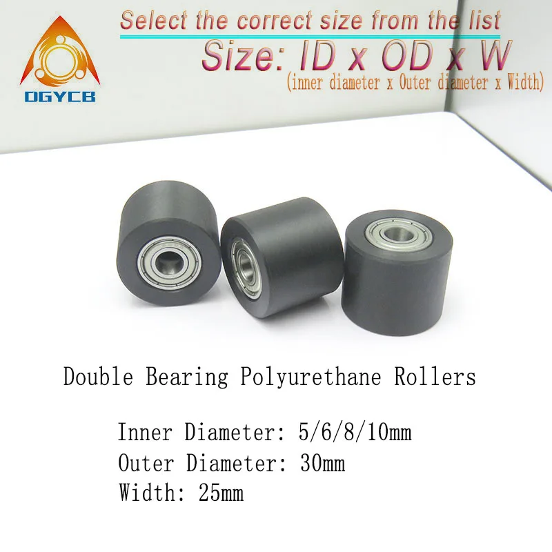 

1pcs Double Bearing PU Roller Pulley 10x30x25 PUT680030-25 Rubber Coated Silent Conveyor Belt Polyurethane Guide Wheel 10*30*25