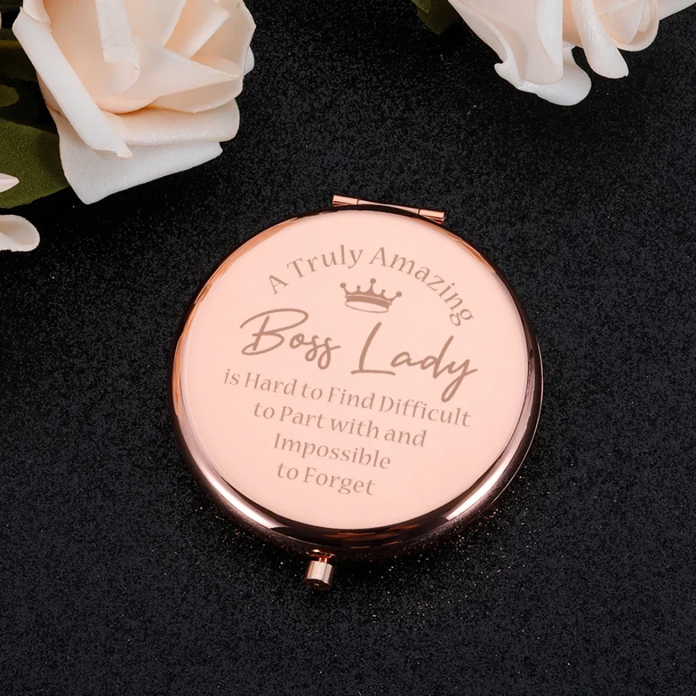 

Boss Lady Gift Compact Mirror for Women Leader Manager Best Friend Going Away Retirement Appreciation Gifts Travel Makeup Mirror