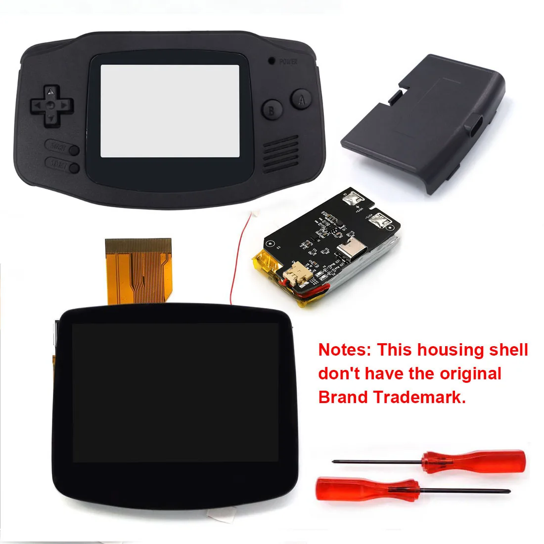 HISPEEDIDO Rechargeable for GBA V5 IPS HD 720x480 Drop-in Screen Kits No welding required Desaturation FRM OSD w/Shell image 3