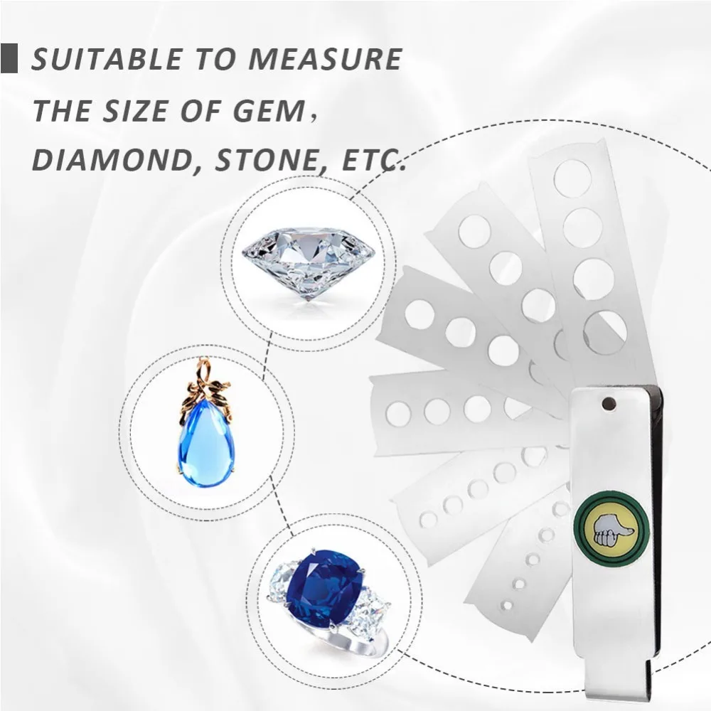 

Professional Six Sides Fan Gem Gauge Silvery Diamond Measuring Tool Gem Measuring Tool Gemologist Supplies
