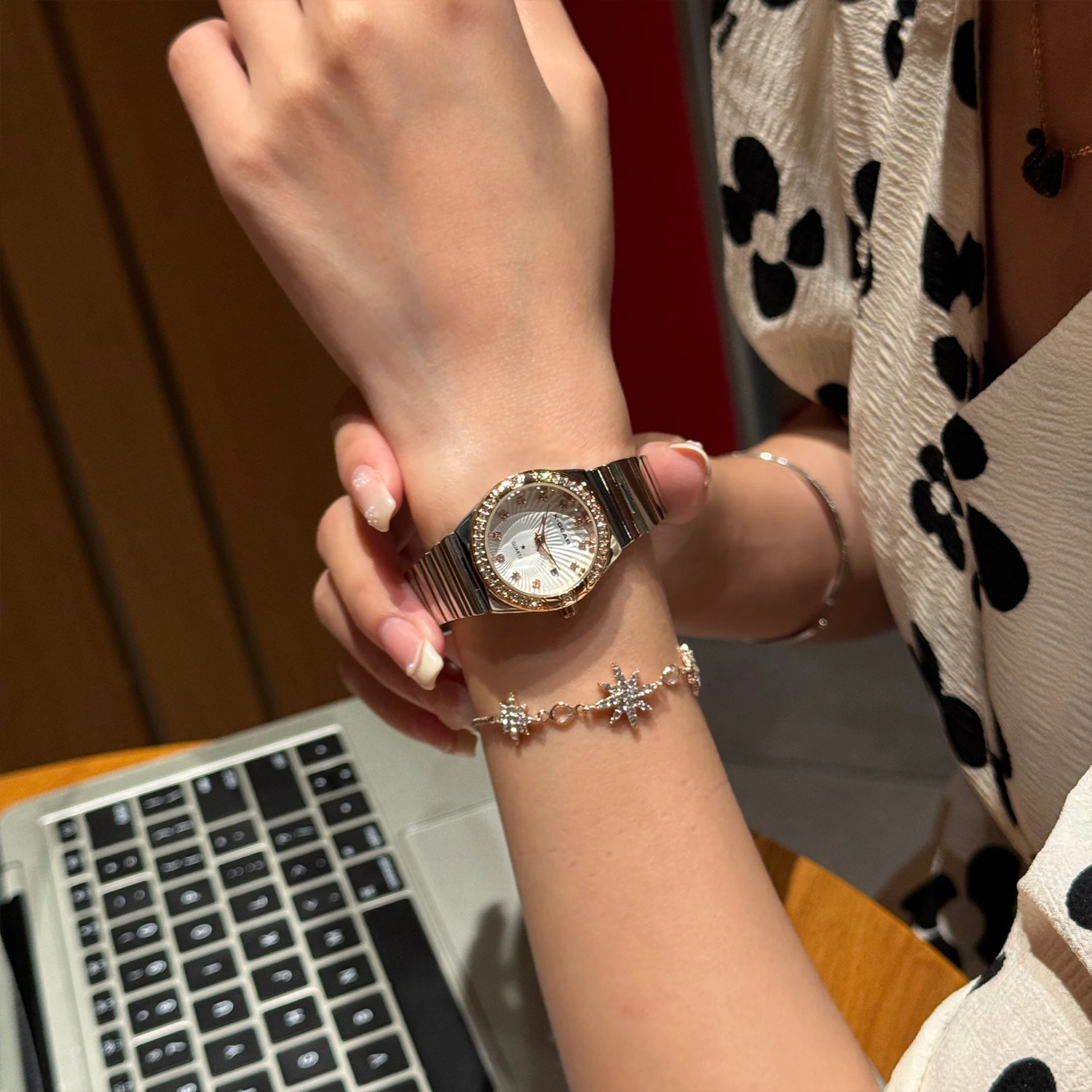 Orologio da donna alla moda – Orologio da polso da donna impermeabile in acciaio inossidabile, elegante orologio al quarzo