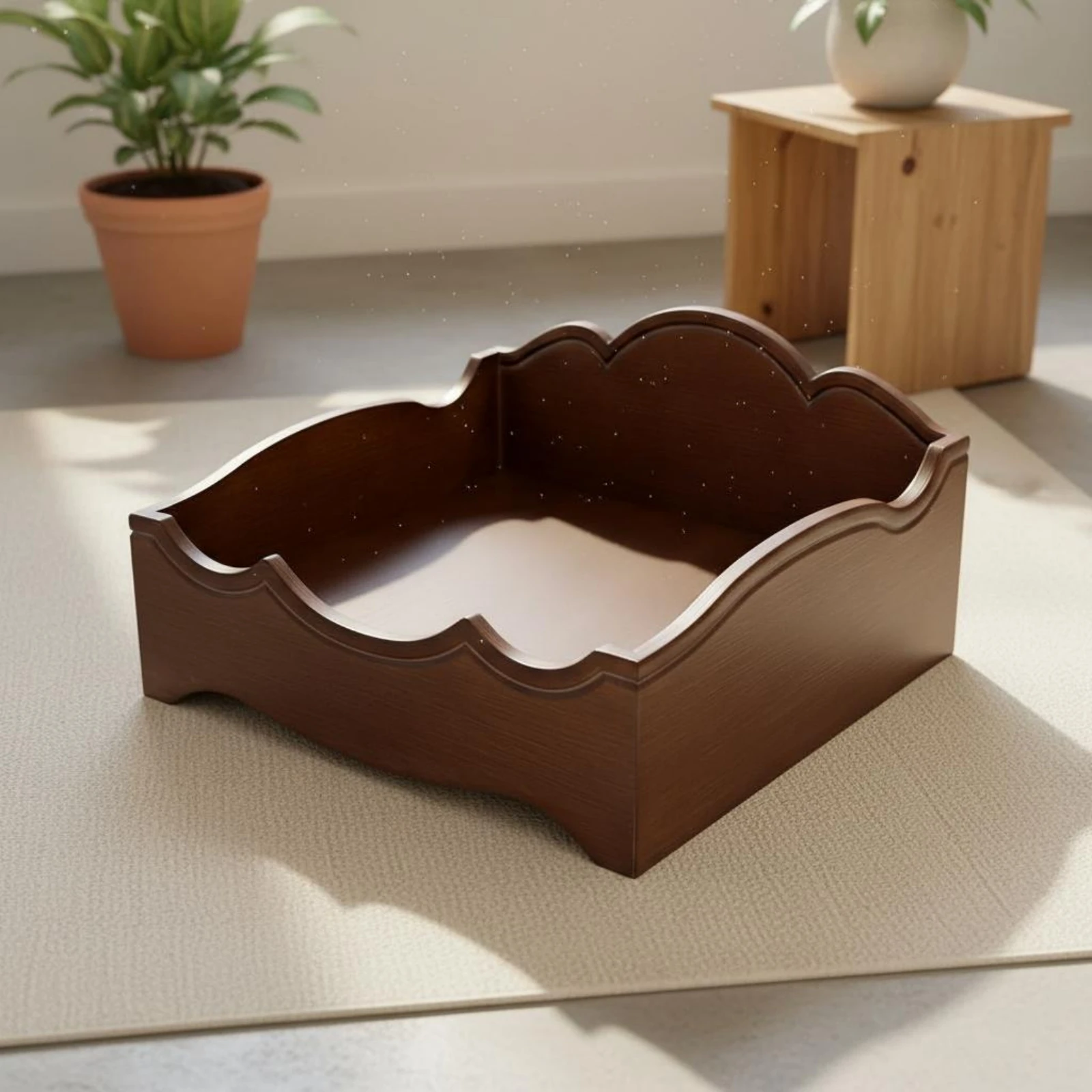 Cama impermeable de madera maciza para gatos y perros con cojín - imagen 2