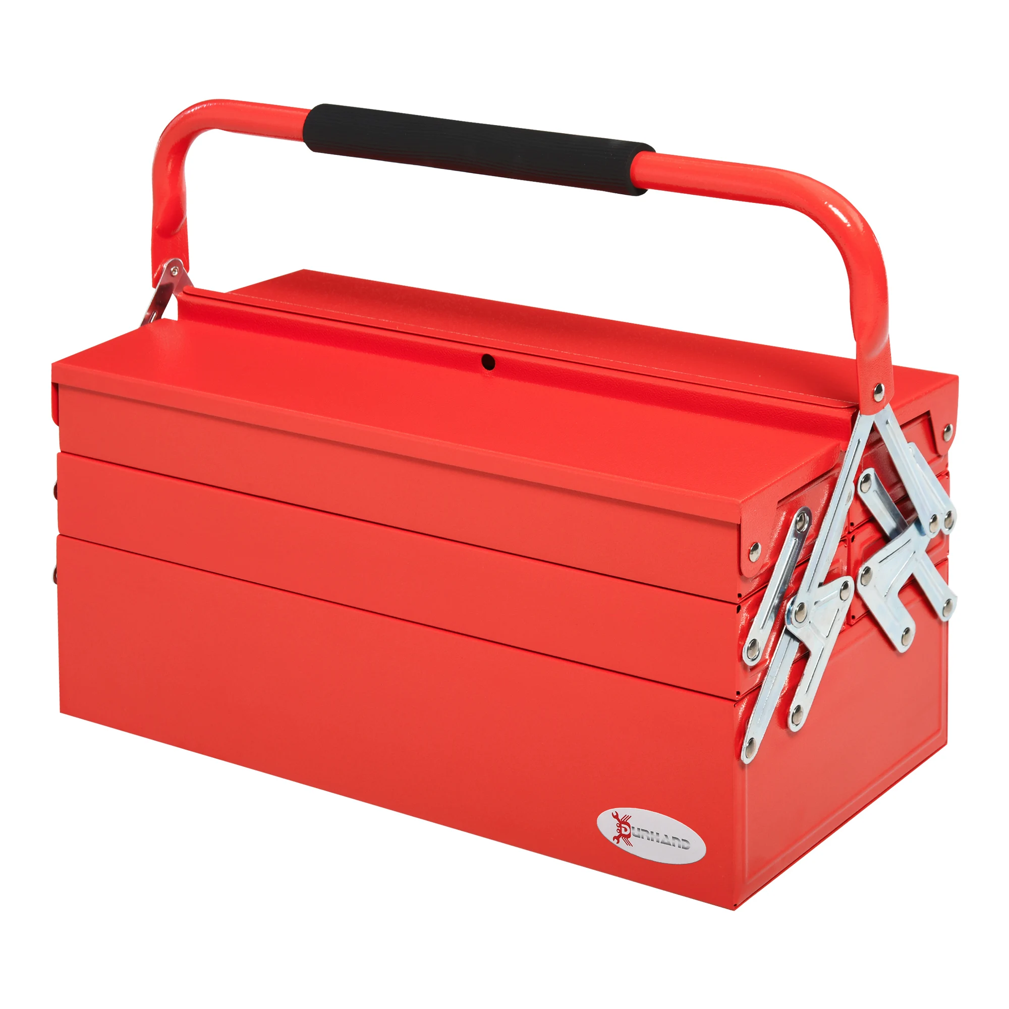 DURHAND Caja de Herramientas de Acero Plegable con 5 Bandejas con Mango