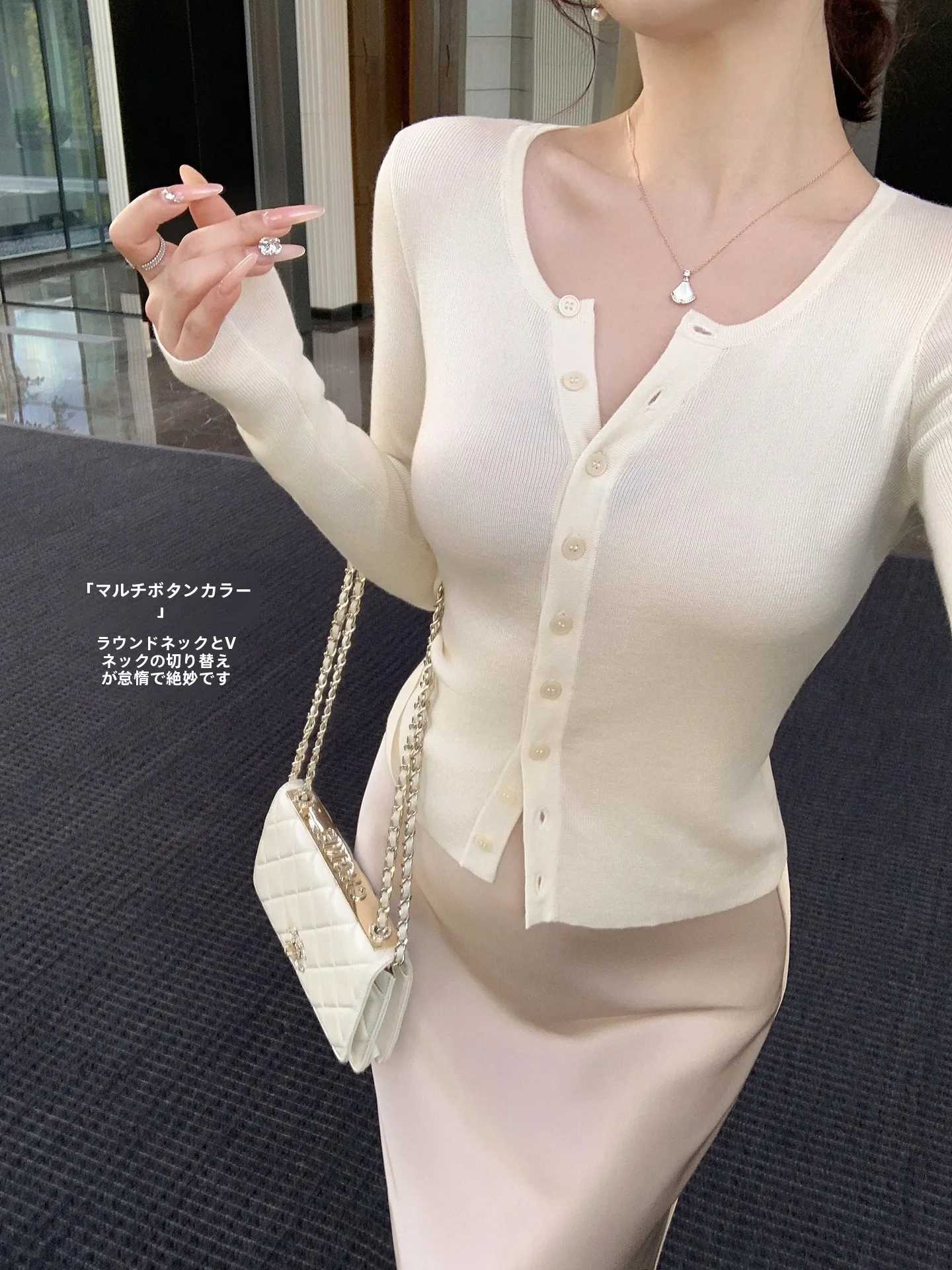 

Корейский вязаный кардиган Lin Guanhan цвета абрикос с U-образным вырезом, женский, для ранней весны, элегантный, приталенный, с длинными рукавами, тонкая верхняя одежда