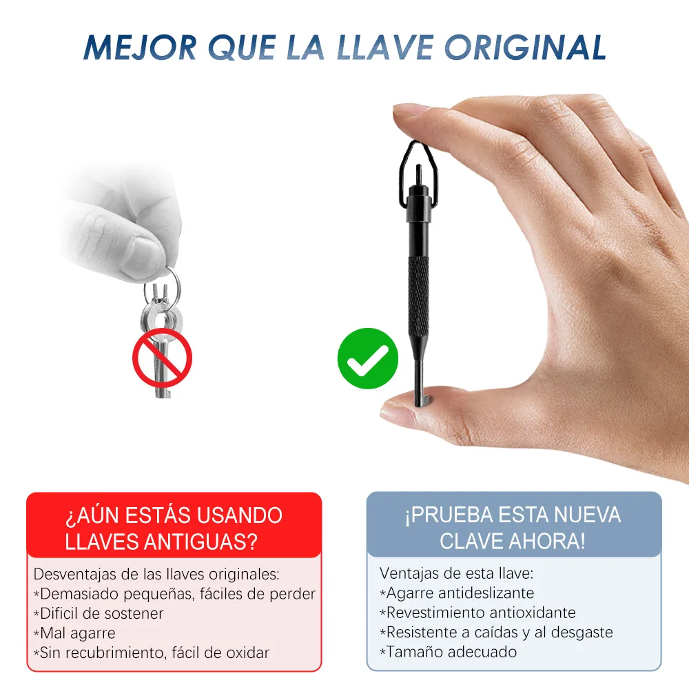 【AOKYE】Universal handcuff key (black), non-slip handle, key ring, thimble with unlocking safety, not suitable for heavy handcuff
