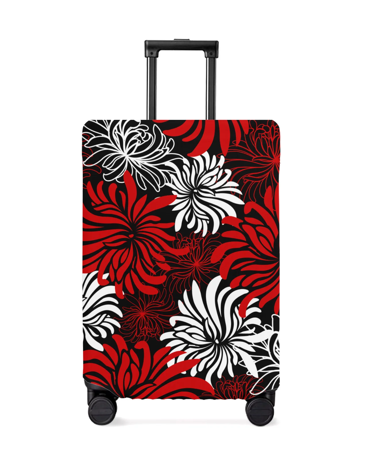 

Red Black Flower Chrysanthemum Travel Luggage Protective Cover for Travel Accessories Suitcase Elastic Dust Case Protect Sleeve