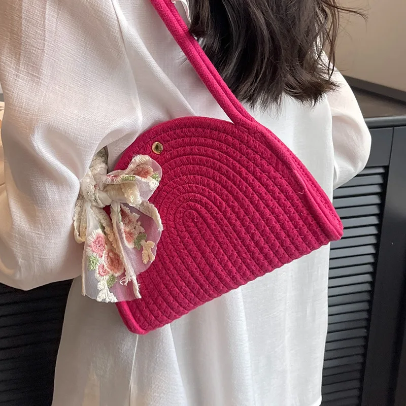 Bolso de hombro tejido informal para mujer, bolsos de punto de diseñador, bolsos de gran capacidad, paquete de playa de verano, monederos grandes de viaje